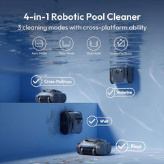Bubot 700 Pool Cleaner Robot, Robotic Cordless Pool Vacuum w/Superior Suction, 210-Min Runtime Triple Motors, Smart Navigation, APP Control（Silver）