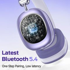 Bluetooth Headphones Over Ear, 65Hrs Playtime Wireless Headphones,Bass Boosted by 90%,Lightweight Headset with Deep Bass, Clear Call with 4 Noise Cancelling Mics,Low Latency for Travel Work Cellphone