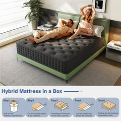 Tryagat 12” Twin Hybrid Mattress in a Box, Medium Firm Twin Size Mattresses, Cooling Gel Memory Foam Mattress with Individually Wrapped Pocket Coils, Pressure Relief