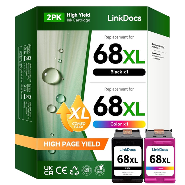 68XL Ink Cartridge Compatible for 68 Ink Cartridges for Ink 68 for Envy 6120 6130 6520 6530 Printer Ink