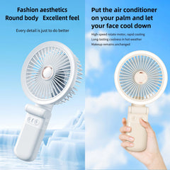 New 9000mAh 4-Speed Oscillating LED Desk Fan,Portable Stroller Fan/Foldable Hanging Clip Fans,Handheld Fans,Personal Rechargeable Small Fan for Home Travel Camping,11inch,Beige