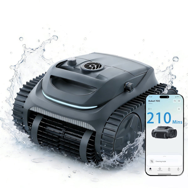 Bubot 700 Pool Cleaner Robot, Robotic Cordless Pool Vacuum w/Superior Suction, 210-Min Runtime Triple Motors, Smart Navigation, APP Control（grey）