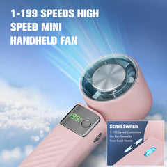 Juyafio Cutting-Edge Tech with 199 Speed Cooling Portable Small Fan&Handheld Fan,Foldable Desktop Fan,4000mAh, USB Rechargeable And Quiet Personal Fan For Home, Office, Travel & Outdoor Use (Pink)