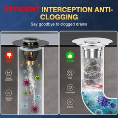 Bathroom Sink Drain Strainer (2PCS), Pop-up Sink Drain Strainer with Removable Stainless Steel Strainer Basket Hair Catcher, Bathroom Sink Strainer for Bathroom Sink Stopper Replacement.